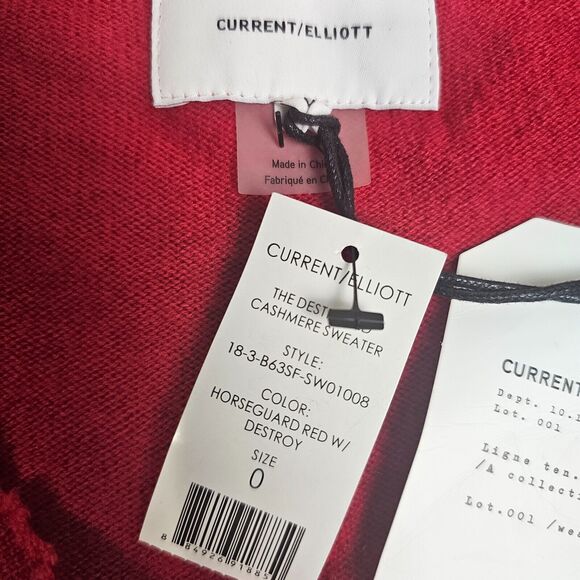 Current/Elliott Destroyed Cashmere Blend V neck Sweater NWT size 0 - Picture 2 of 6